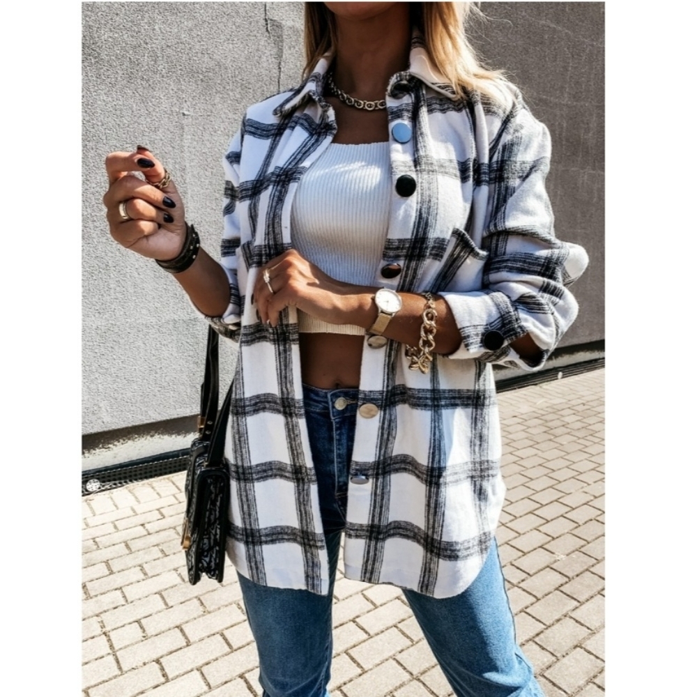 Plaid Button Up Shacket - Picture 3 of 16